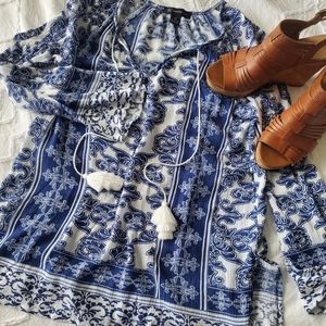 INC Paisley Flowy Long Sleeve Blouse
